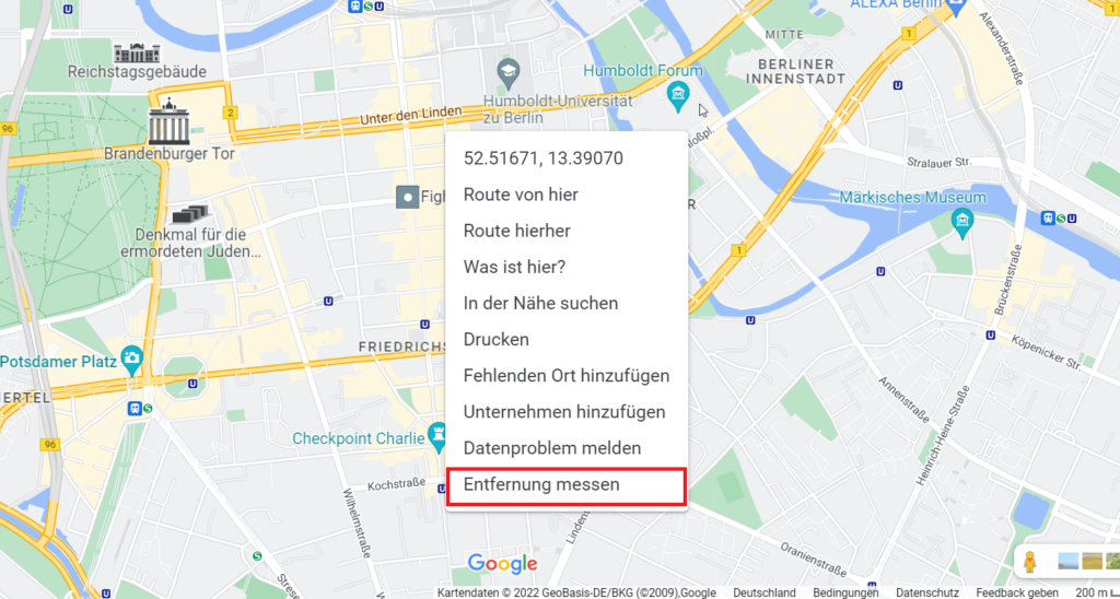 Google Maps Menü