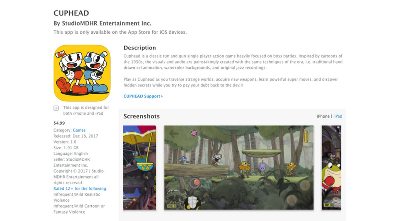 Am Montag war die App Cuphead im App Store verfügbar. Echt war sie allerdings nicht.