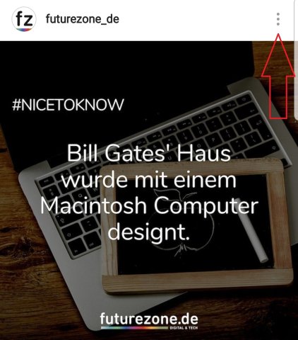 Klick auf die drei Punkte über dem Post, um dein Instagram-Bild zu löschen.