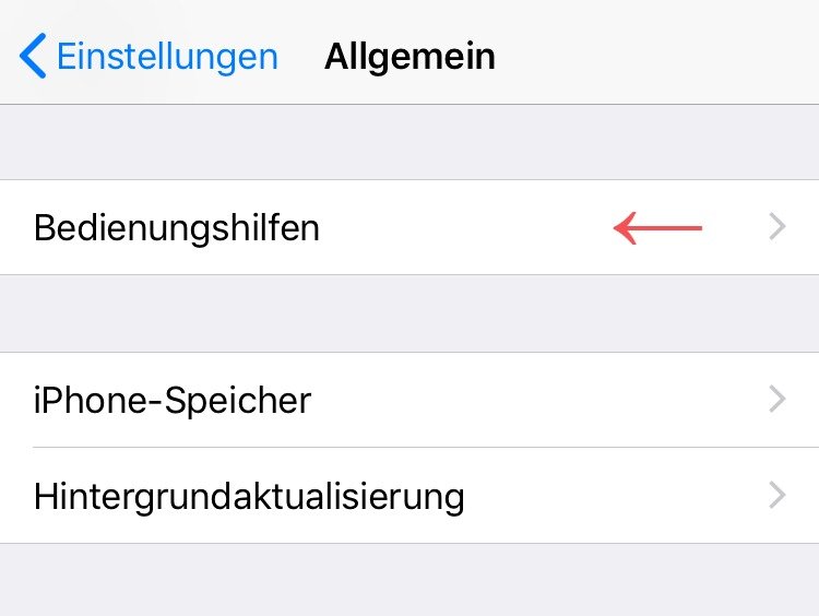In den Allgemeinen Einstellungen findet ihr den Punkt "Bedienungshilfen".
