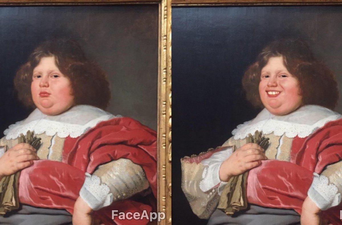 Mit FaceApp manipuliertes Foto eines klassischen Ölgemäldes.