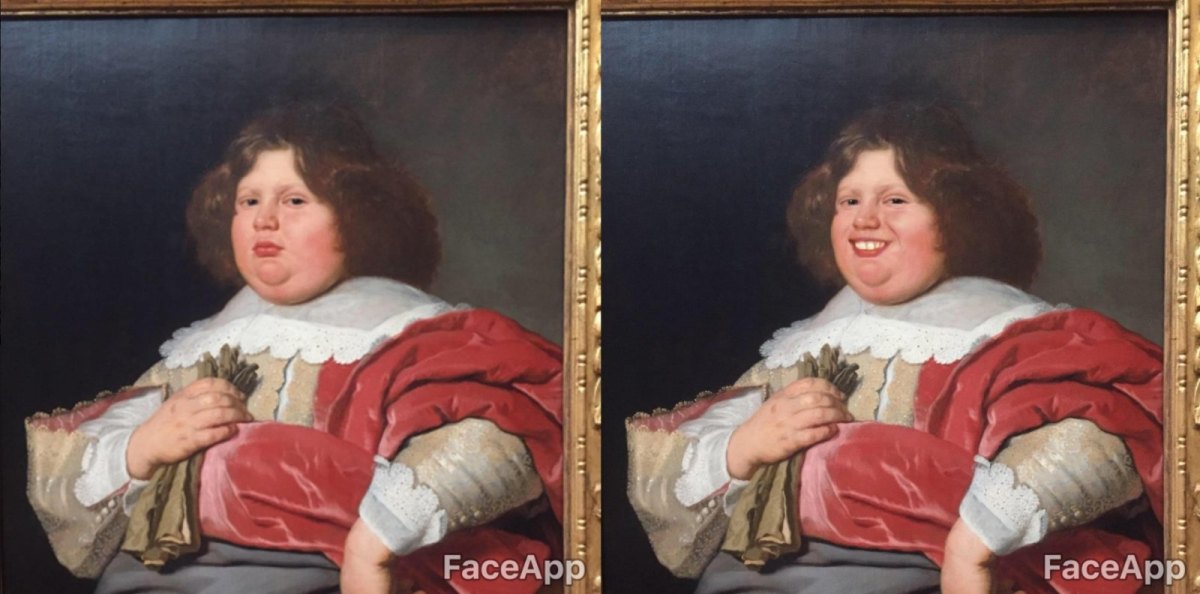 Mit FaceApp manipuliertes Foto eines klassischen Ölgemäldes.