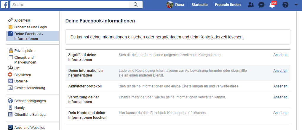 Über die Einstellungen kommt ihr bei Facebook zur Telefonnummer.