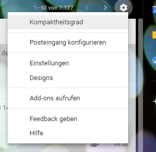 Über den Kompaktheitsgrad kommst du zu den verschiedenen Ansichten bei Gmail.