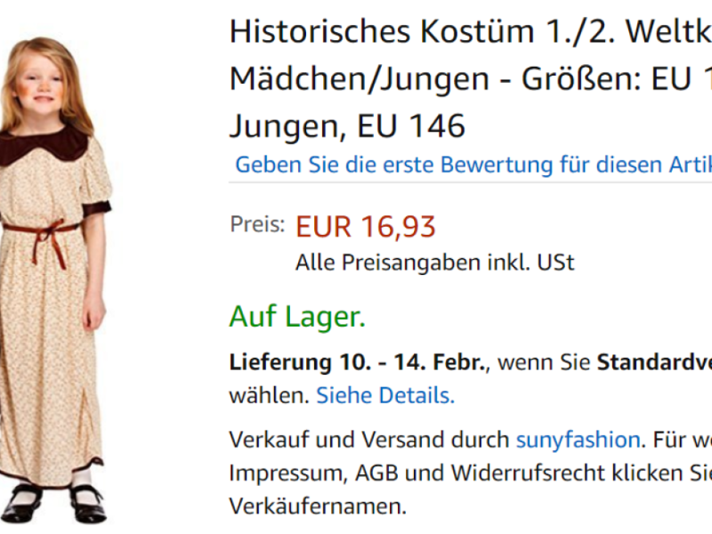 Flüchtlings-Kostüm bei Amazon.