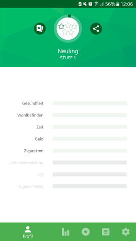 Dein Kwit-Profil sieht am Anfang noch etwas nüchtern aus.