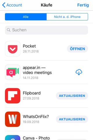 Meine Apps anzeigen im iPhone