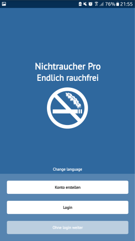 Auch bei Nichtraucher Pro ist das Registrieren nicht zwingend notwendig.