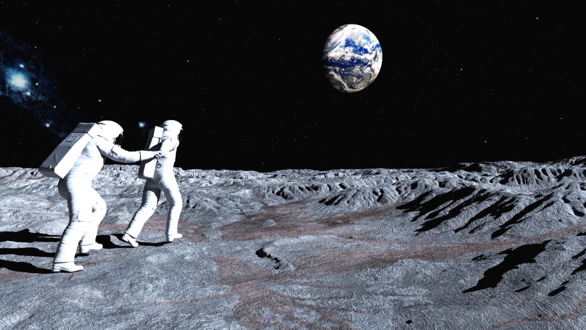 Zwei Astronauten auf dem Mond