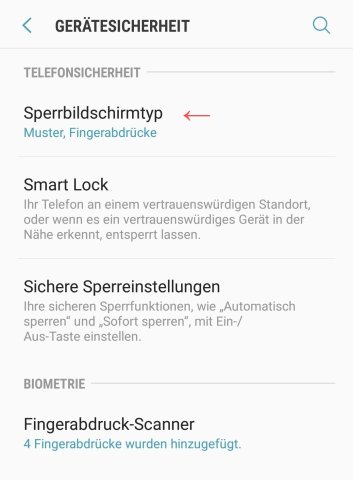 Wie du den Zugriff auf dein Handy sicherst, kannst du unter "Sperrbildschirmtyp" einstellen.