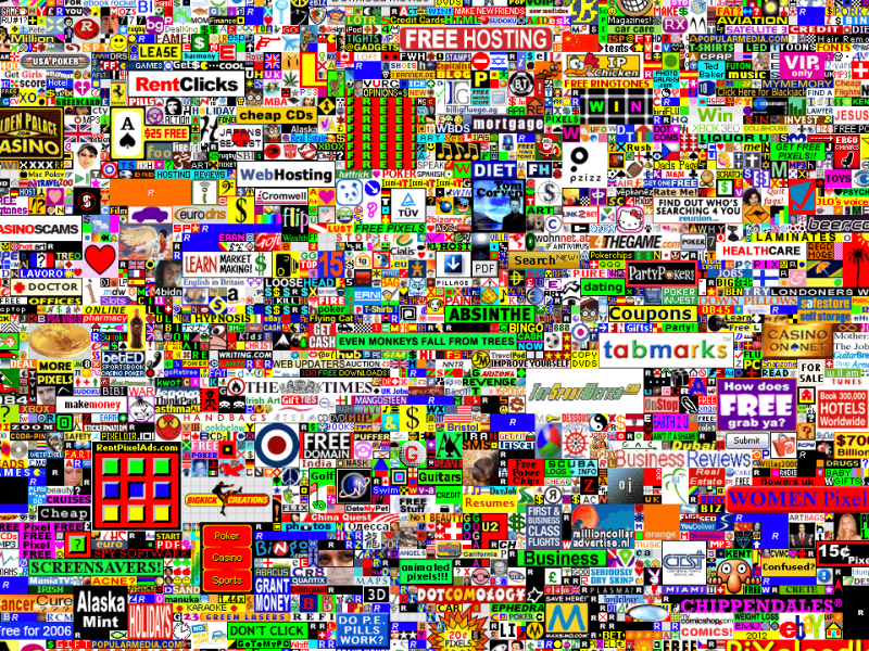 Ein Screenshot der Seite milliondollarhomepage.com