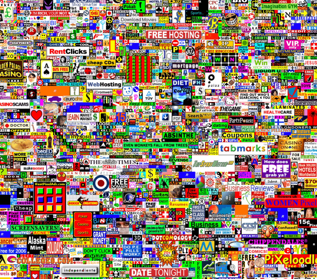 Ein Screenshot der Seite milliondollarhomepage.com