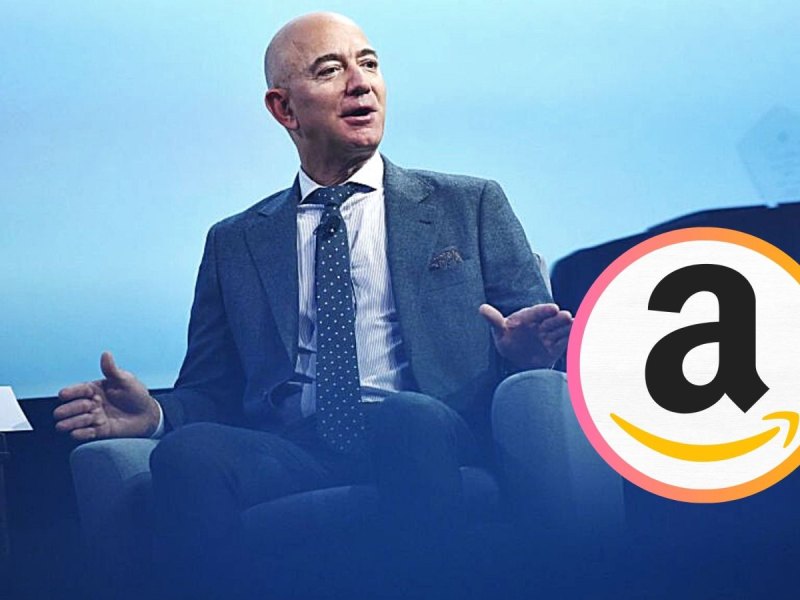 Jeff Bezos und das Amazon-Logo