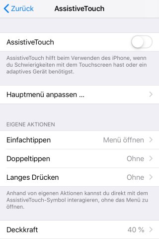 Mit AssistiveTouch kommst du zum iPhone-Trick.