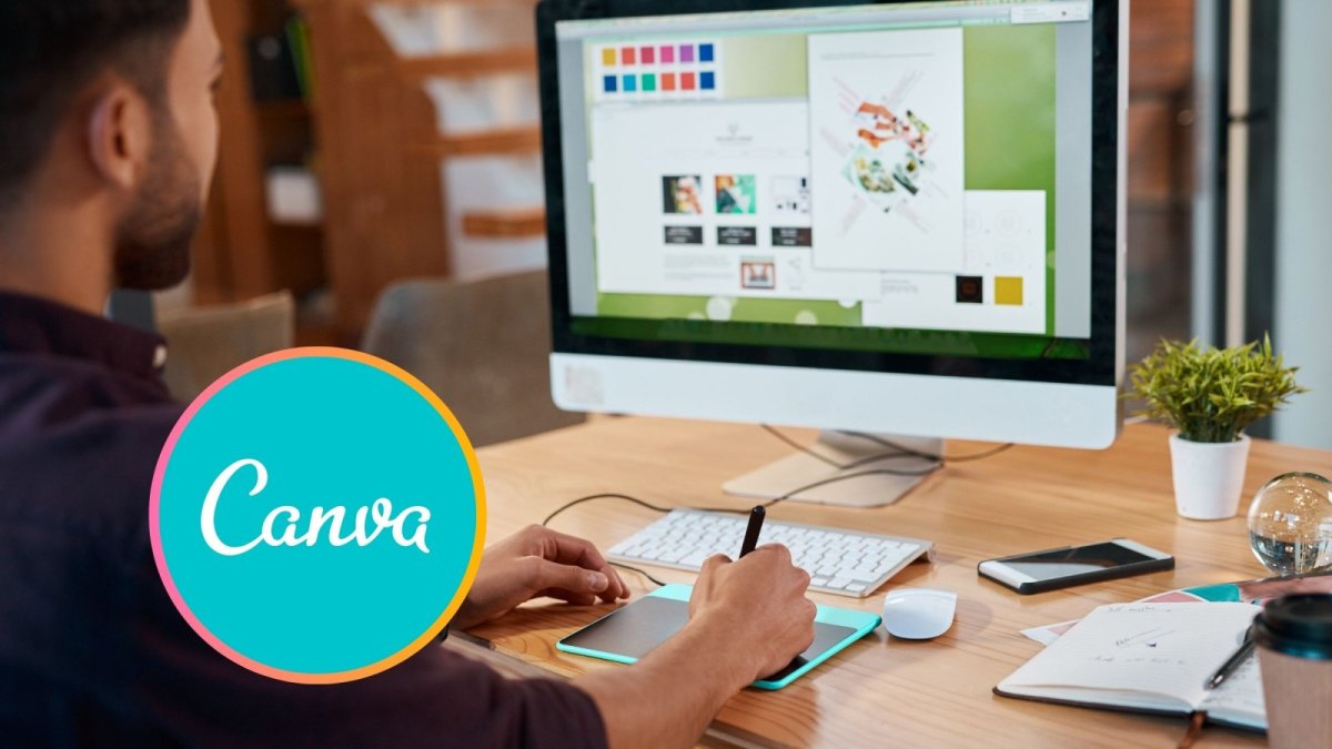 Canva-Logo und Grafik-Design am PC