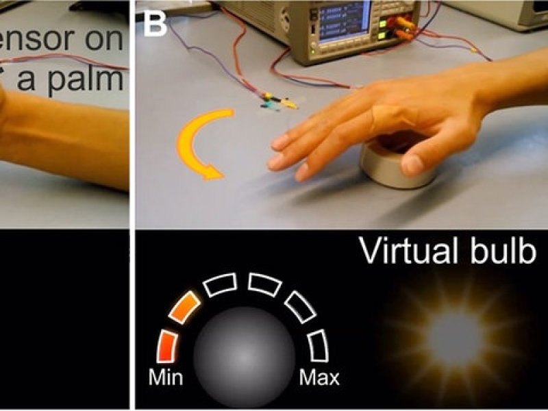 Aufnahmen aus dem Labor zeigen Tests mit der "e-skin".