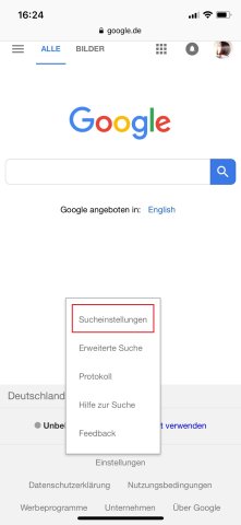 iOS: Hier löscht ihr den Google Verlauf über die Sucheinstellungen.