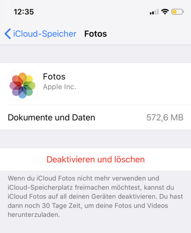 Auf dem iPhone müsst ihr in den Einstellungen unter "iCloud" > „Speicher verwalten“ die Daten einzeln Löschen.‘ title=’Auf dem iPhone müsst ihr in den Einstellungen unter „iCloud“ > „Speicher verwalten“ die Daten einzeln Löschen.’><figcaption><div class="inline-media__text">Auf dem iPhone müsst ihr in den Einstellungen unter „iCloud“ > „Speicher verwalten“ die Daten einzeln Löschen.</div>
	<div class="inline-media__credits">Foto: futurezone/Screenshot</div>
	</figcaption></figure></aside><p class="p_9">Zudem könnt ihr für einzelne Dienste und Apps die iCloud deaktivieren, sodass gar nicht erst Daten darin gespeichert werden.</p><h3 class="wp-block-heading">iCloud-Account endgültig löschen – geht das?</h3><p class="p_10">Wenn ihr euren iCloud-Account vollständig löschen möchtet, müsst ihr zwangsläufig die Apple-ID damit löschen. Dank der neuen Datenschutzgrundverordnung 2018 könnt ihr diesen Vorgang auf der <a href="https://privacy.apple.com/" target="_blank" rel="noopener">Apple-Website</a> einfach beantragen.</p><div class="p_11"><ol><li>Meldet euch mit euren Zugangsdaten an.</li><li>Wählt unter dem Punkt „Deine Daten verwalten“ die Option „Deinen Account löschen“ aus.</li><li>Bestätigt mit „Beginnen“.</li><li>Danach müsst ihr noch den Grund zur Löschung eurer Apple-ID angeben.</li><li>Bestätigt die Einverständniserklärung und klickt auf „Weiter“.</li><li>Sucht euch daraufhin aus, in welcher Form ihr Neuigkeiten zum Status der Apple-ID erhalten möchtet.</li><li>Im nächsten Schritt bekommt ihr einen Zugangscode, mit dem ihr das Löschen eurer Apple-ID und damit des iCloud-Accounts bestätigt.</li><li>Abschließend klickt ihr ein letztes Mal auf „Account löschen“.</li><li>Bis zu sieben Werktage kann das Löschen eurer Apple-ID dauern.</li></ol></div><aside class="inline-block inline-block--wide"><figure class="wp-block-image media image"><img src="https://dev.futurezone.de/wp-content/uploads/sites/11/2021/09/apple-id-loeschen.png" alt="Nur durch das Löschen der Apple-ID könnt ihr auch den iCloud-Account komplett löschen." title="Nur durch das Löschen der Apple-ID könnt ihr auch den iCloud-Account komplett löschen."><figcaption><div class="inline-media__text">Nur durch das Löschen der Apple-ID könnt ihr auch den iCloud-Account komplett löschen.</div>
	<div class="inline-media__credits">Foto: futurezone/Screenshot</div>
	</figcaption></figure></aside><p class="p_13">Mit diesem Prozess löscht ihr sämtliche Daten der Apple-ID, damit auch die der iCloud, endgültig und unwiderruflich. Zudem verliert ihr dadurch den Zugang zu allen Apple-Diensten, wie „iPhone finden“ und dem App Store. Überlegt es euch also gut, ob ihr diesen Schritt wirklich wagen möchtet.</p><h3 class="wp-block-heading">Fazit: Daten ausmisten, statt iCloud-Account löschen</h3><p class="p_14">Auch wenn ihr mit Apples iCloud dem Unternehmen eure Daten preisgebt, ist das Löschen des iCloud-Accounts nicht die ideale Lösung. Es ist ratsamer, über die iCloud-Website bestimmte Fotos und Dateien auszumisten, die man nicht mehr braucht. Oder ihr deaktiviert bestimmte iCloud-Dienste, sodass diverse Daten gar nicht erst in die Cloud gespeichert werden.</p>