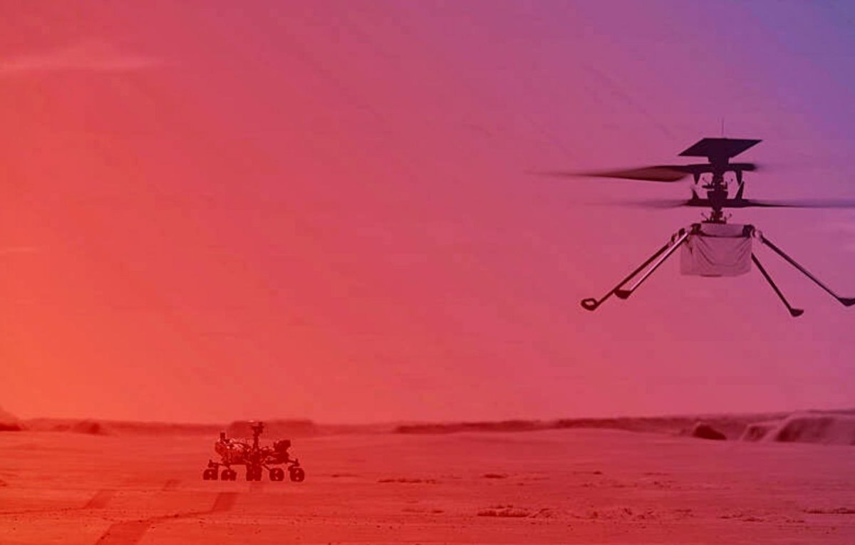 Eine Illustration des Ingenuity Helicopters der NASA