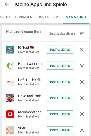 Im Google Play Store in Android findest du unter "Meine Apps und Spiele" > „Sammlung“ deine gelöschten Apps.‘ title=’Im Google Play Store in Android findest du unter „Meine Apps und Spiele“ > „Sammlung“ deine gelöschten Apps.’><figcaption><div class="inline-media__text">Im Google Play Store in Android findest du unter „Meine Apps und Spiele“ > „Sammlung“ deine gelöschten Apps.</div>
	<div class="inline-media__credits">Foto: futurezone/Screenshot</div>
	</figcaption></figure></aside><h3 class="wp-block-heading">Gelöschte iPhone-Apps wiederherstellen</h3><p class="p_7">Um von dir entfernte Apps in iOS zurückzuholen, tust du Folgendes:</p><div class="p_8"><ol><li>Folg der Anleitung, um deine Apps anzeigen zu lassen (siehe oben). Keine Sorge, es sind nur wenige Schritte.</li><li>Wenn du in der Liste „Käufe“ angekommen bist, gehst du oben rechts zu „Nicht auf diesem iPhone“ und gelangst zu deinen gelöschten beziehungsweise deinstallierten Apps. Tipp auf das Download-Symbol, um eine gelöschte App wiederherzustellen.</li></ol></div><aside class="inline-block inline-block--wide"><figure class="wp-block-image media image"><img src="https://dev.futurezone.de/wp-content/uploads/sites/11/2021/09/app-store-iphone-apps.jpg" alt=