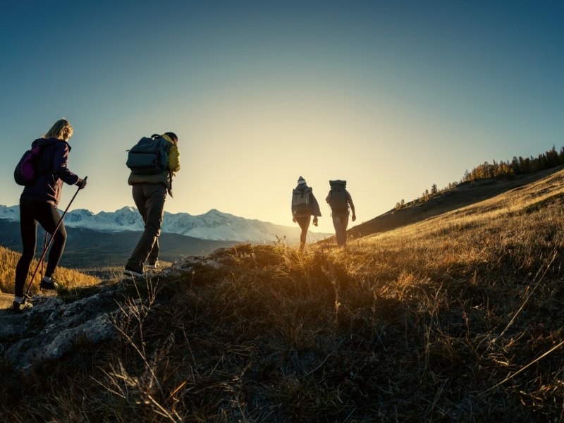 freunde gehen wandern