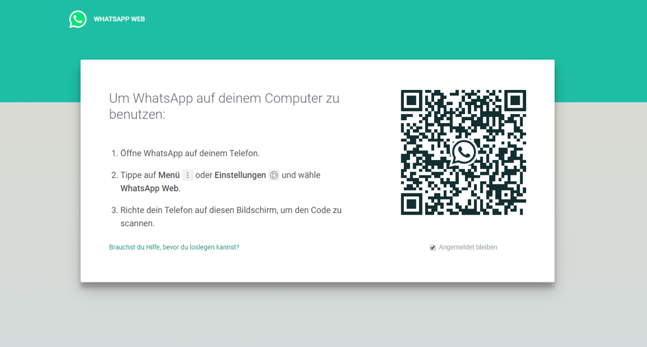 So nutzt ihr WhatsApp am PC: Öffnet im Browser die WhatsApp-Webseite. Dort erscheint dann ein QR-Code.