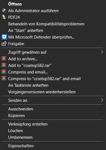 Hier siehst du ein Beispiels für ein unnötig langes Kontextmenü unter Windows 10.