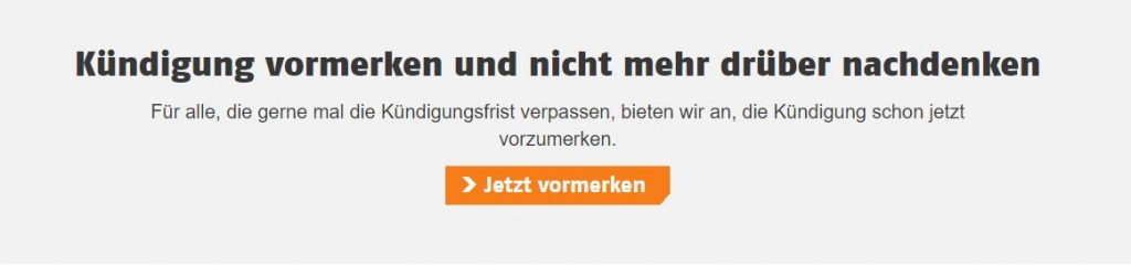 Kündigung vormerken bei Klarmobil