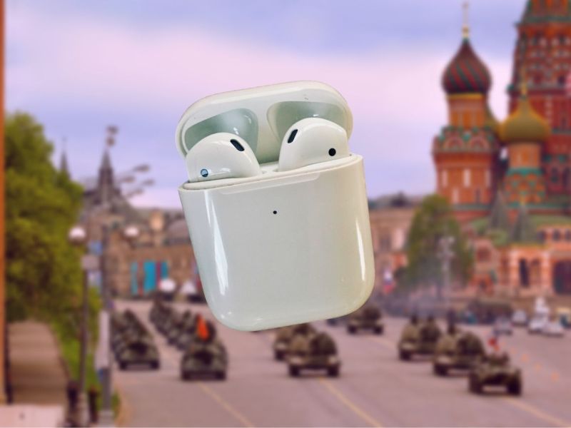 AirPods vor dem Kreml