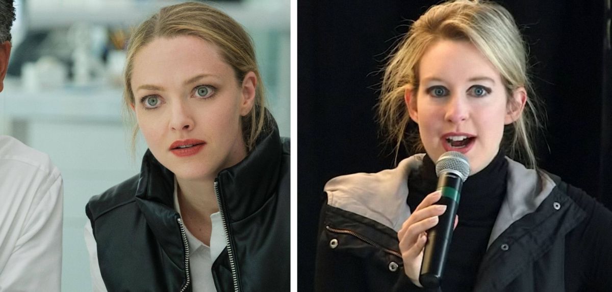 Amanda Seyfried von The Dropout und die echte Elizabeth Holmes.