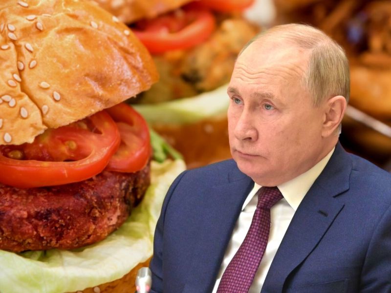 Wladimir Putin neben einem Burger