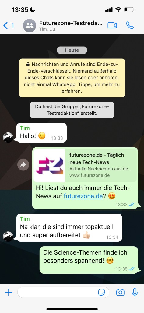 iPhone 13 Pro Screenshot von WhatsApp