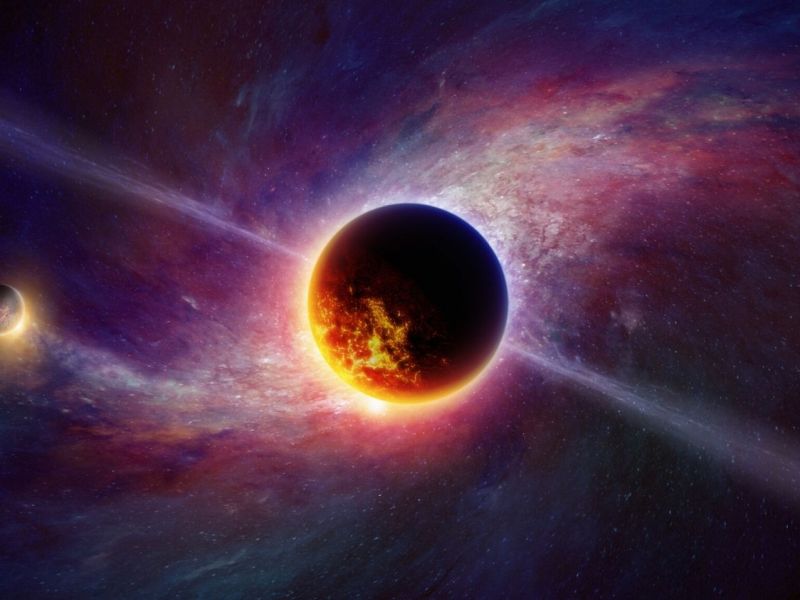 Symbolische Darstellung eines Exoplaneten im Weltall.