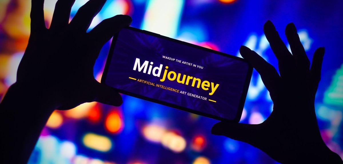 Midjourney Logo auf dem Handy