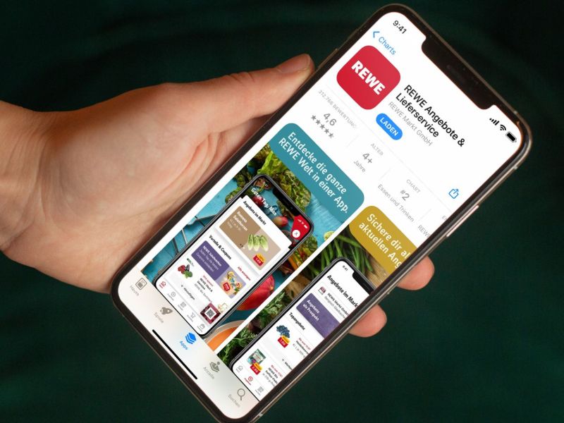 Rewe-App auf einem Smartphone