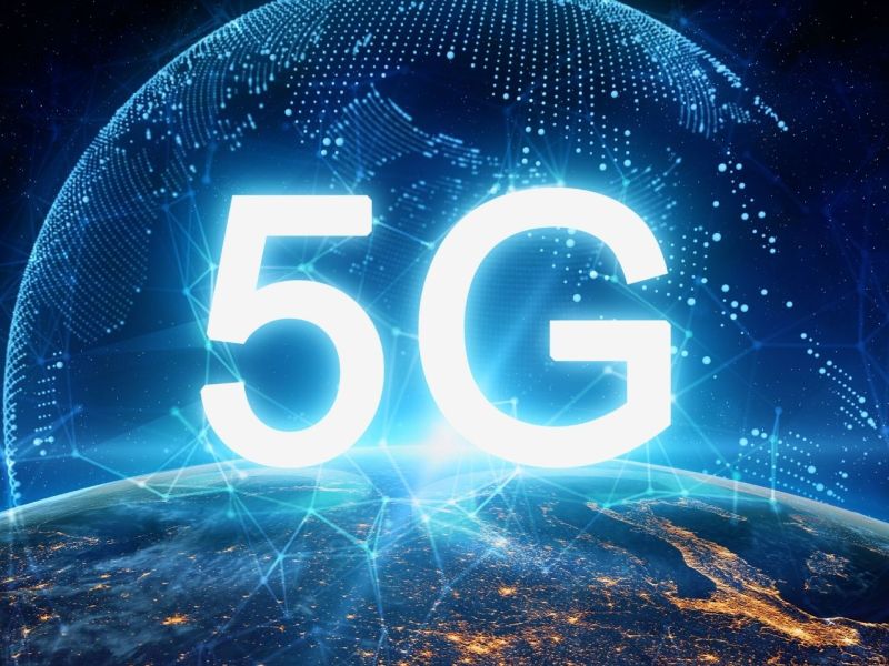 Grafische Symboldarstellung der Verbreitung des 5G-Netzes auf der Welt.