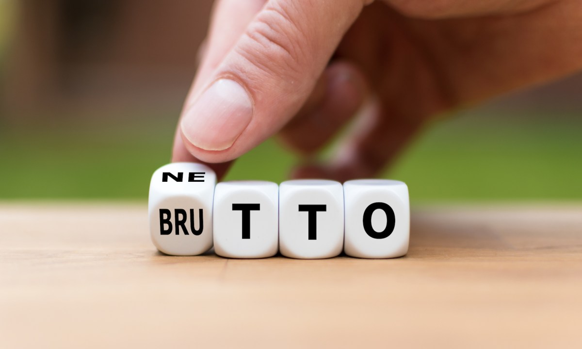 Würfel mit der Aufschrift "Brutto und Netto".