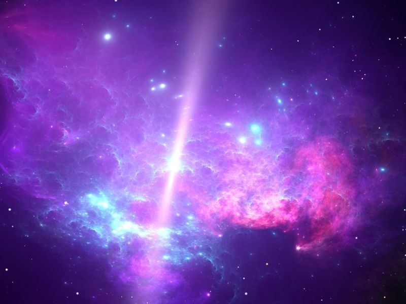 Pulsar in einem violetten Nebel