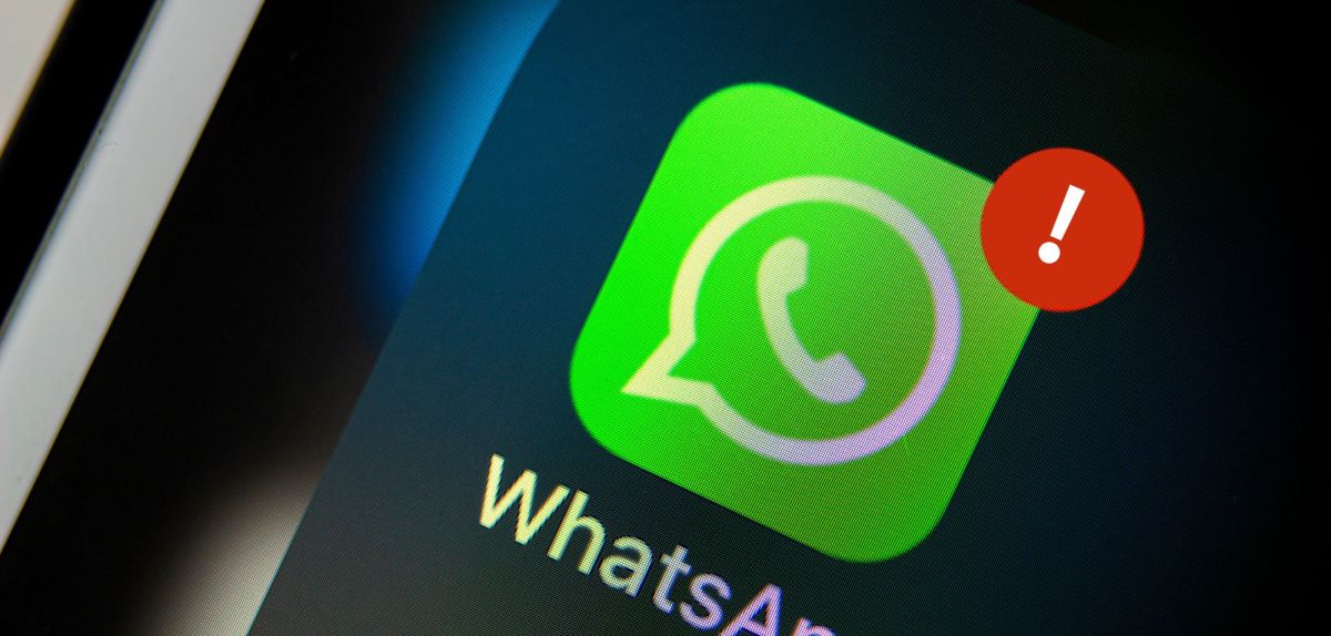 WhatsApp Symbol mit Ausrufezeichen