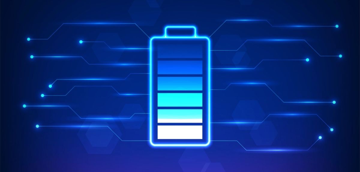 Grafische Darstellung eines Ladesymbols in Batterieform.