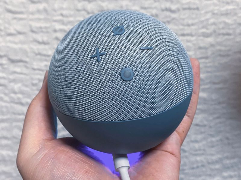 Person hält Echo Dot