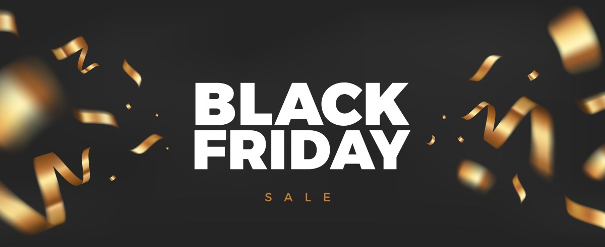 Black Friday-Schriftzug auf schwarzem Grund