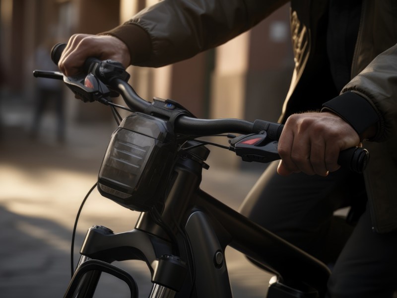 Ein Mann sitzt auf einem E-Bike