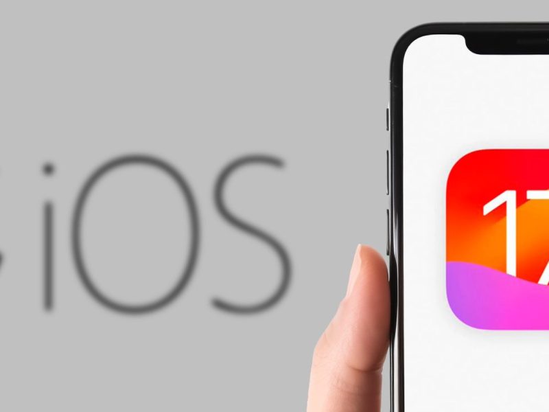 Symbol für iOS-17 Betriebssystem vor grauem Hintergrund.