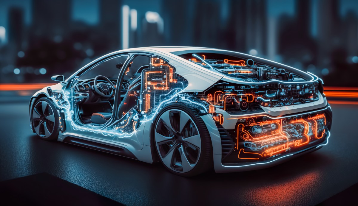 Illustration der Elektronik in einem Elektroauto