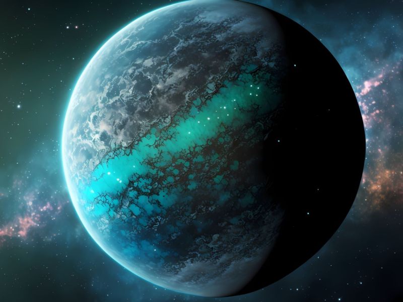 Grafische Darstellung eines Exoplaneten.