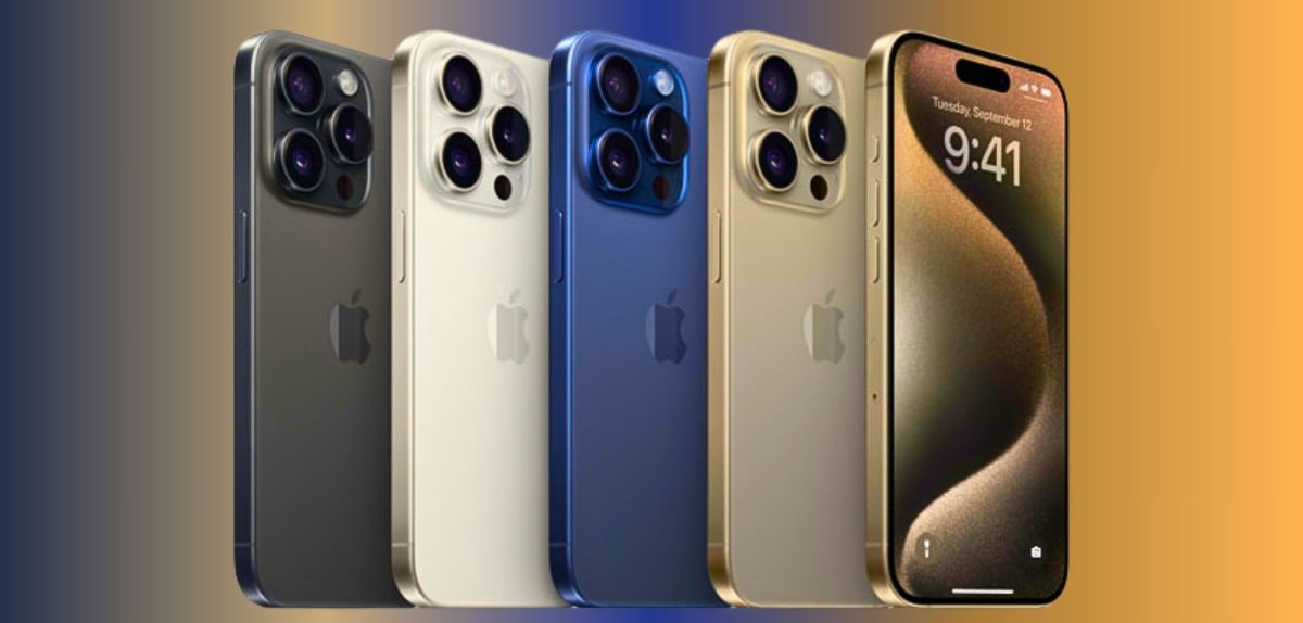 iPhone 15 Pro Max vor einem Farbverlauf