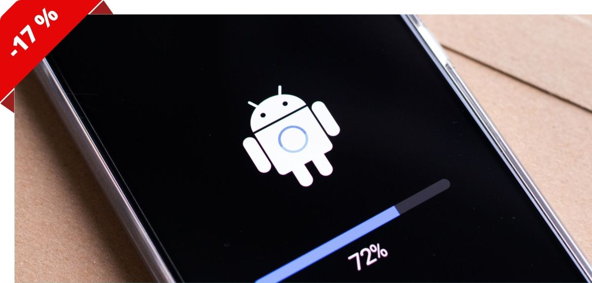 Android-Handy mit Ladebildschirm