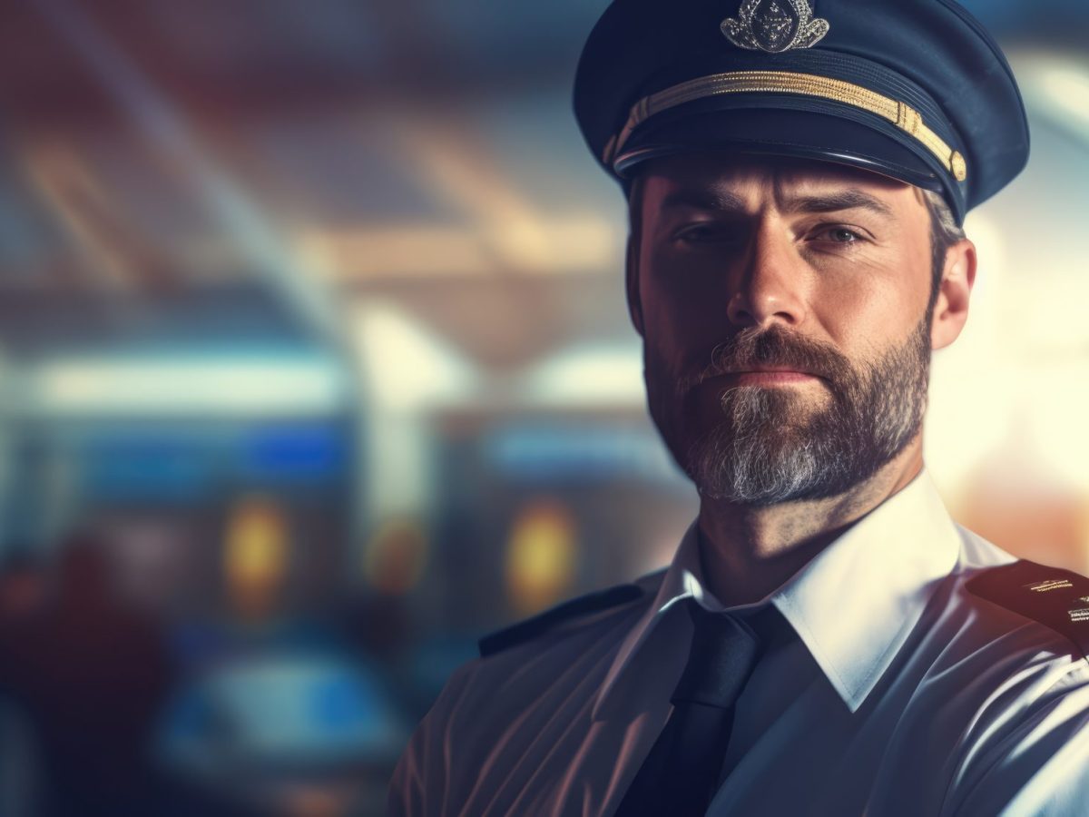 KI-generiertes Bild eines Piloten mit Bart
