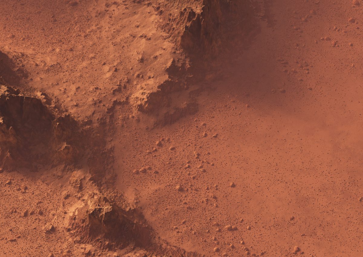 KI-generiertes Bild von der Oberfläche des Mars.